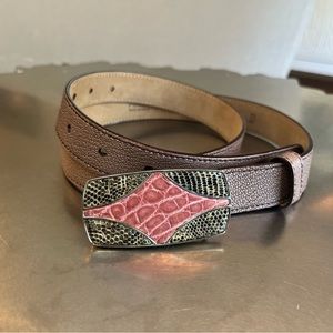PRADA BELT WITH PINK SNAKE SKIN BUCKLE